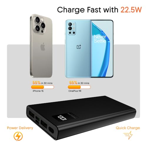 Image of Walta Elite Buddy 10 Power Bank, 10000 mAh, 22.5W Fast Charging, Digital Display, Triple Output Ports, Flight Approved