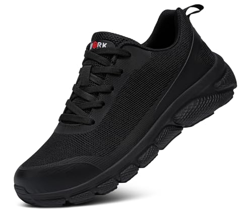 Image of LARNMERN Steel Toe Shoes for Men,Lightweight Work Safety Fashion Sneakers Slip On Walking Comfortable Indestructible Construction Tennis Shoe 51597(11.5 Men, Black)