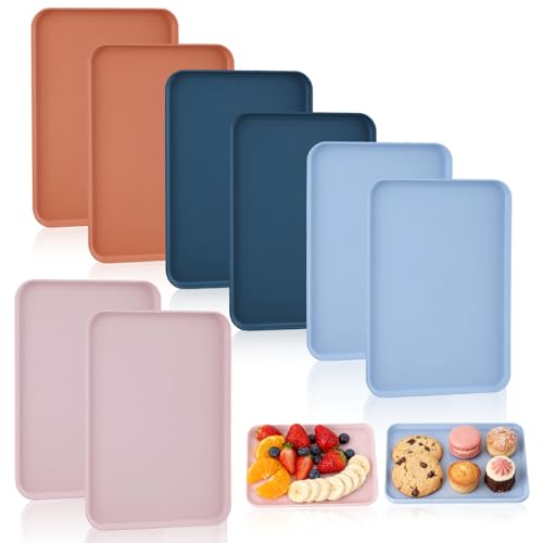 Bandeja pequeña, 8 unidades, bandeja para servir, mini bandejas de plástico, reutilizables, bandeja pequeña para servir, 24 x 17 x 1,7 cm, bandeja de cocina rectangular para salón, cafetería