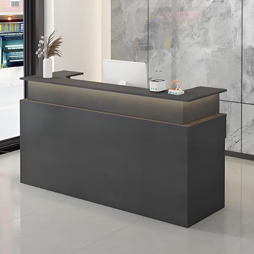 Banco di ricezione con serratura a LED per negozi di abbigliamento e computer, scrivania nera da 120 cm, design moderno ed elegante per piccoli spazi di lavoro