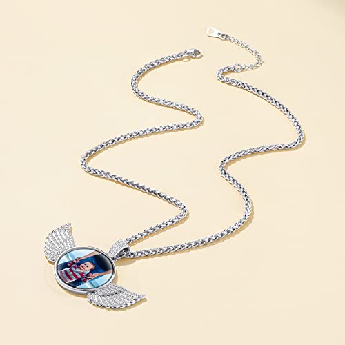 Supcare Angel Wings Necklace For Women Memorial Necklace With Picture Jewelry Gifts For Women Girlfriend Wife Mum Photo Necklace Customized Picture #TOP5