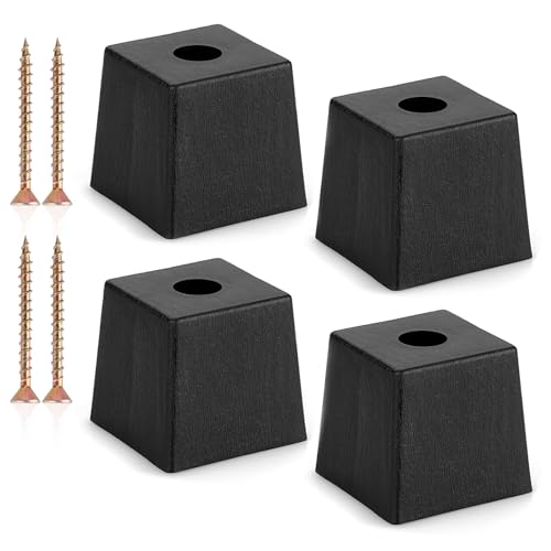 SUMNACON 4 Pcs Plastic 5.6cm Furniture Legs Square Tapered Couch Feet, Black Sofa Legs Replacement Table Feet Cabinet Supporting Feet with Screw-in Screw for Furniture DIY Replacement