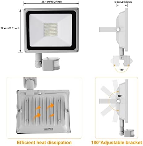 Security Lights Outdoor Motion Sensor 100W, 10000LM PIR LED Floodlights 6500K Cold White IP65 Waterproof Outside Lights with Sensor, Timer Motion Sensor Flood Light Wall Lightfor Backyard, Garden