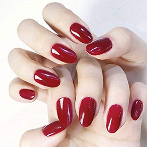 Brishow - Lot de 24 faux ongles courts forme ballerine avec vernis brillant, à colle, pour femmes et filles Cover