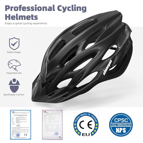 Shinmax Bicycle Helmet with Safety LED Light, CE Certified Bike Helmet Adjustable Mountain & Road Cycle Helmet for Men Women Adult Cycling Helmet with Detachable Visor Backpack Lightweight MTB Helmet - Image 2
