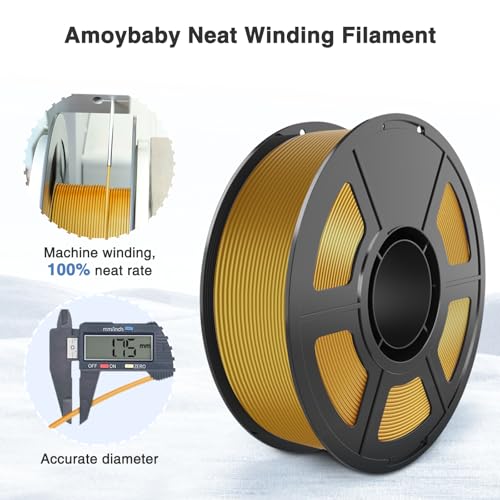 Image of Gold Silk PLA Filament Bundle 1.75mm 3D Printer Filament, 2kg Spool (4.4lbs), Dimensional Accuracy + /- 0.03 mm, Fit Most FDM 3D Printer (Silk Gold 2-Pack)