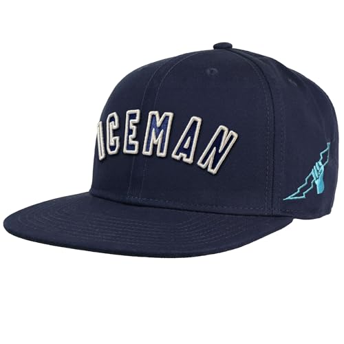 Popfunk Official Top Gun Iceman Arc Adjustable Snapback 6 Panel Flat Brimmed Hat - Unisex for Men and Women Navy