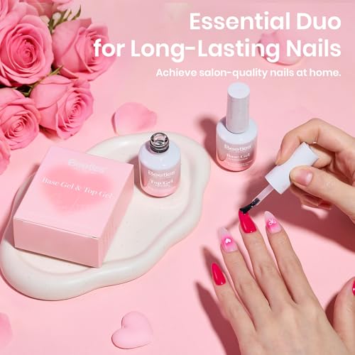 Image of Beetles Gel Base and Top Coat Set, 2Pcs 15ml No Wipe Top Coat Gel Nail Polish & Strong Adhesion Base Coat Long Lasting UV Lamp Needed Nail Art Design Manicure Gifts for Women