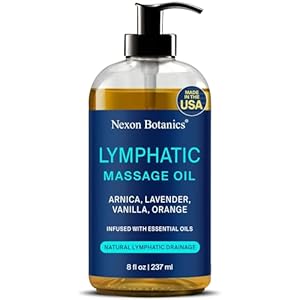 Lymphatic Drainage Massage Oil for Massage Therapy 8 fl oz – Refreshing and Relaxing – Natural Oils with Arnica, Vanilla and Lavender Oil – for Men and Women – Nexon Botanics