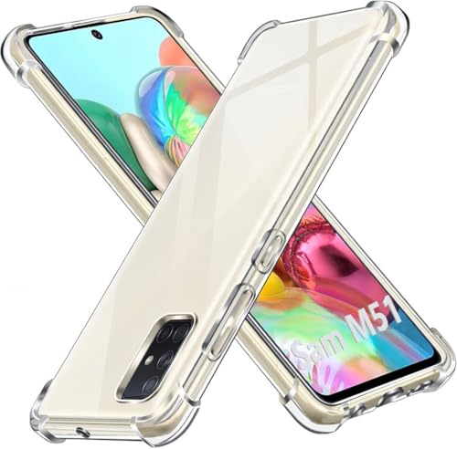 Image of Lustree Back Cover Transparent Case Compatible with Samsung Galaxy M51 | Clear + TPU Case with 4 Corner Air Cushion Protection & Camera Protection | Slim& Stylus Cover