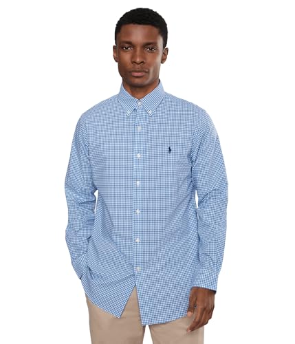 POLO RALPH LAUREN, Men's, Classic Fit Stretch Poplin Shirt, Blue/White Check, X-Large