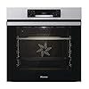 Hisense BI64211PX Four multifonction - Cavité XXL de 77L, Pyrolyse, 13 Fonctions, Fonction Pizza 300°C, AirFry, Affichage LED, Inox, Classe A+