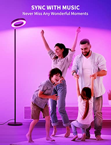 XMCOSY+ Floor Lamp, 2400LM Smart RGBW LED Standing Lamp with Modern Double-Side Lighting, WiFi APP Control, Works with Alexa, 2700K-6400K Color Changing Dimmable Tall Lamps for Living Room Bedroom - Thumbnail 5