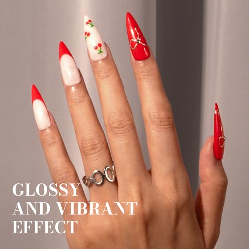 Image of MelodySusie Light Red Gel Nail Polish, 0.5 fl oz Soak Off UV LED Bright Red Gel Polish Gift for Women Nail Art Manicure Salon DIY Nail Design Decoration at Home-068-A2805