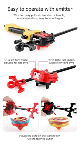 GOIJRER Metal Master Fusion Gyro Toys for Kids, 5 Pieces Battling Top Battle Burst High Performance Set with 2 Launchers - Thumbnail 4