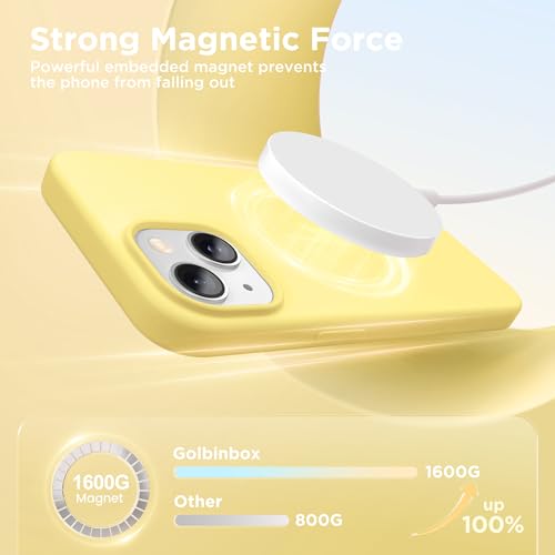 Image of GolbinBox Magnetic for iPhone 15 Case, Silicone Cover, Buttercream Yellow