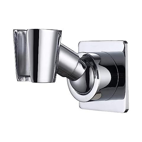 Shower Head Holder Adjustable Handheld Brass Shower Head Bracket Shower Wall Mount Holder Shower Wand Holder, Drill Free Glue Installation(Polished Chrome) Cover