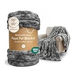 Mamma Mia Covers Faux Fur Throw Blanket – Super Soft and Cozy Fluffy Fleece – 50'x60' Midweight Fuzzy Plush Blanket for Couch and Bed – Gift Luxury Double Sided Throw for Women and Girls (Gray)