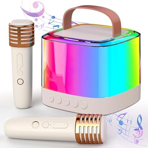 Tixahi Karaoke Machine for Adults and Kids,Portable Karaoke Machine with 2 Wireless Bluetooth Microphones, Parties with Carrying Handle/Echo/Vocal Cut,Support TF/USB/AUX Cover