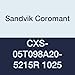 Sandvik Coromant CXS-05T098A20-5215R 1025 Carbide Insert with a Locating Pin for Exact Location in the Holder, Reduces Indexing Time and Guarantees Being on Center, Radius 0.008", Chip Breaker "A" Chip Forming Geometry, CXS-xxT098..R/L Tool Style (Pack of 1)
