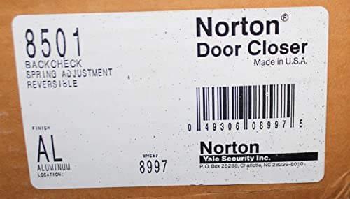 Norton 8501 ADA Compliant Adjustable Spring Sizes 1-6 Institutional Door Closer, Aluminum