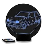 JNB Maker Lampe LED 3D Renault Super 5 GT Turbo – Veilleuse 16 Couleurs + Télécommande – Cadeau Passion Voiture Ancienne & Youngtimer – Fabrication Française Artisanale