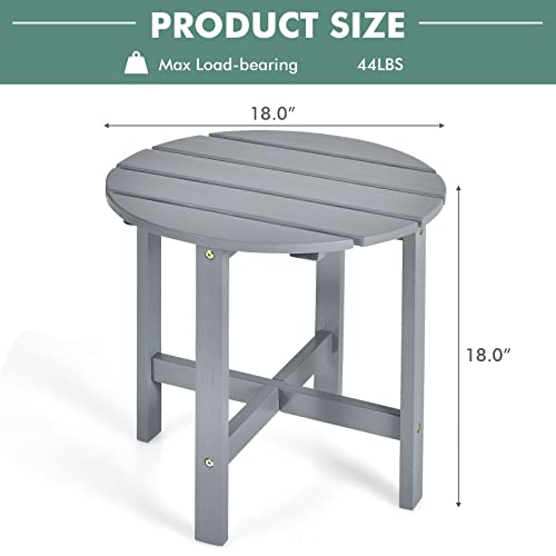 Tangkula Round Outdoor Side Table, 18 Inch Adirondack Table, Outdoor Indoor Chairside End Tables, Weather Resistant, Patio Side Table For Lawn Garden Balcony Backyard Living Room (1, Grey) #TOP1