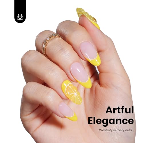 Image of Beetles Yellow Gel Polish - HemaFree Lemon Yellow Gel Nail Polish, High Gloss Soak Off Sunrise Glow Summer Nails Art Manicure Salon