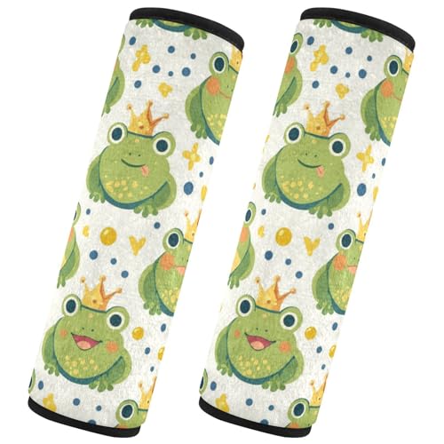 Seat Belt Covers 2 Pack Cartoon Frog Crown Car Seat Strap Covers Super Soft Cute Car Seat Neck Cover for Boys Girls Adults Babies S