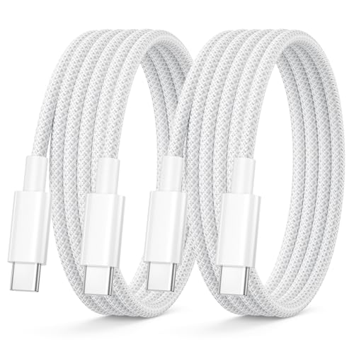 Cable USB C Carga Rapida 1M 2Pack, 60W Cable iPhone 17 16 15 Cable USBC a USBC Nylon cable Cargador Tipo C a Tipo C Cabo Type C cable para iPhone 16E/17 16 15 Pro Max/16 15 Plus,iPad,Xiaomi,Samsung