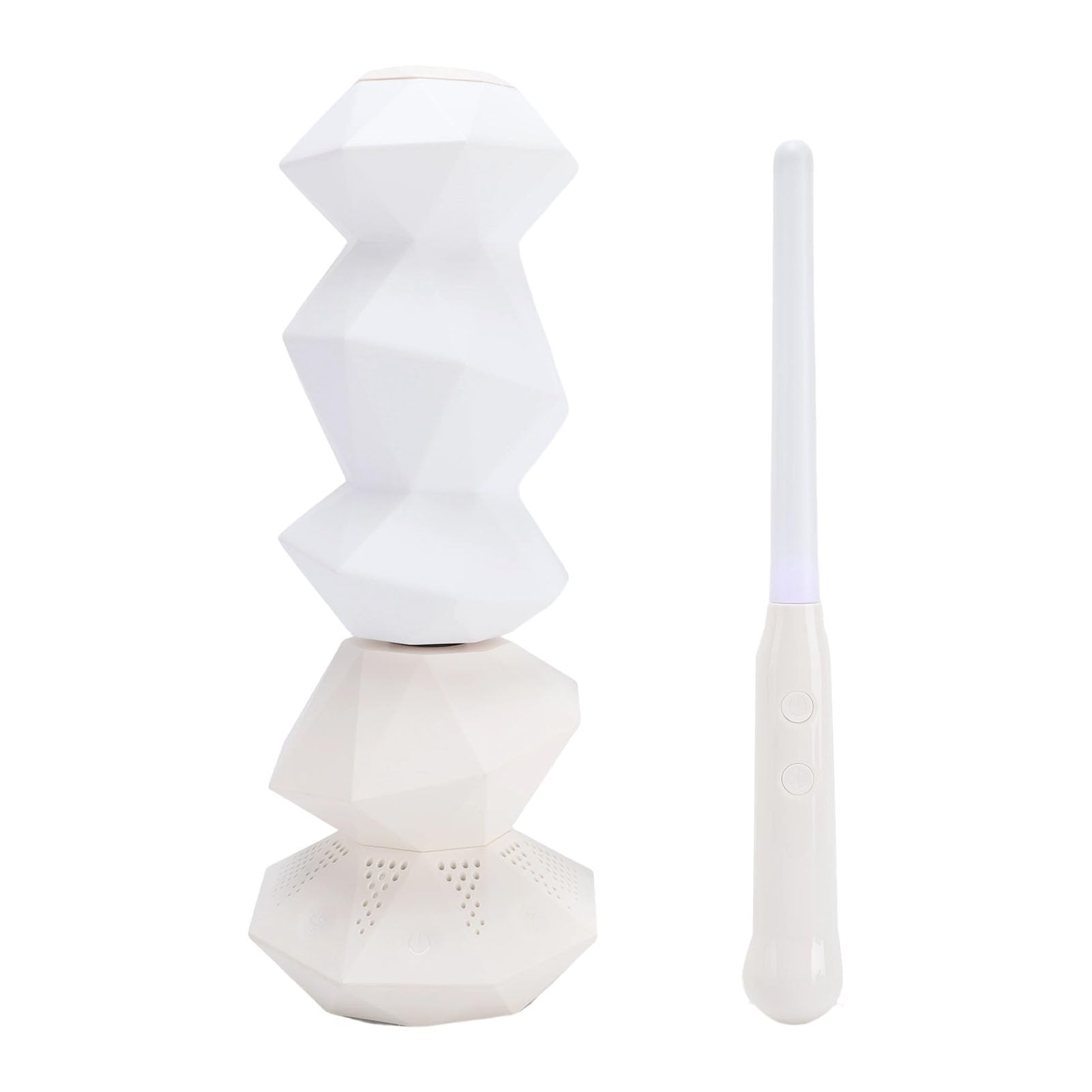 PUSOKEI Lampada Notturna Musicale a Forma di Cristallo con modalità di Rotazione e Sincronizzazione Musicale per L'atmosfera della Sala Giochi (WHITE)