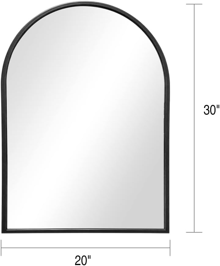 OGCAU 30x20 Inch Black Mirror Wall Mirror for Bathroom, Black Metal Frame, Arched Wall Mounted Mirror, Bathroom Vanity Mirror for Living Room Entryway (Black)