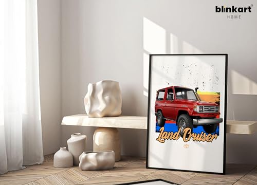 Image of BLINKART Toyota Land Cruiser (FJ40) Framed Posters Gift Items Boys Room Wall Decoration Bedroom Office Studio Synthetic Wood Frame & Acrylic Glass Ready to Hang - 18x12 Inch, (A4 Size) - CAR-292