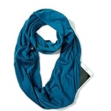 elzama Infinity Loop Solid Color Scarf With Hidden Zipper Pocket For Women, Travel Neck Wrap