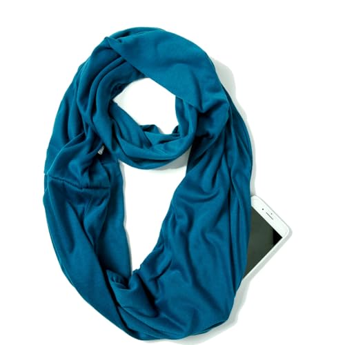 elzama Infinity Loop Solid Color Scarf With Hidden Zipper Pocket For Women Travel Neck Wrap