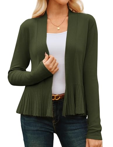 Image of GRACE KARIN Women's Lightweight Peplum Cardigan Sweaters Open Front Cropped Cardigan Long Sleeve Trendy Summer Knit Tops