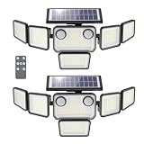 omibee Solar Lights Outdoor, 6000LM 284 LEDs Dual Motion Sensor Solar Flood Lights 6 Heads Security Wall Lights, IP65 Waterproof, Remote Control for Garden, Outside, Backyard, 2 Pack