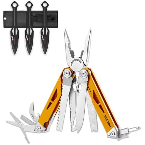 Rblack 21-in-1 Multitool Pliers and Throwing Knives Set of 3 with Nylon Sheath Cover