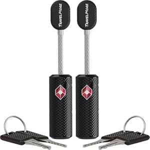2-Pack TSA Approved Luggage Locks with Keys for Travel | Flexible, Ultra Secure Mini Key Padlocks Made from Zinc Alloy | Luggage Locks | TSA Locks | Black
