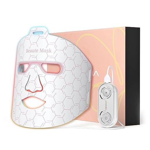 IBORRIA Led Gezichtsmasker Lichttherapie, Nabij-Infrarood Roodlichttherapie voor Gezicht, Flexibel Siliconen Lichttherapiemasker voor Thuis Gezichtsmaskers Huidverzorging (Slank Wit)