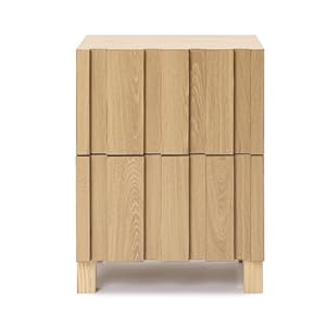 Hometopia Moderner Nachttisch mit 2 Schubladen, Eichenfarben - Kompakter Nachtschrank im skandinavischen Design als Beistelltisch | 40x30x55 cm