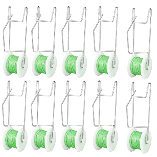 EABYMOR Lot de 10 crochets pour rouleau de treillage de tomates - Pour serre de tomates - Avec ficelle de 12,7 m - Pour empêcher les tomates de se pincer ou de tomber Cover