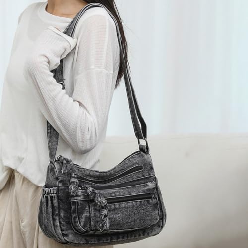 Retro Denim Single Shoulder Bag for Women Crossbody Bag with Multiple Compartments Fashionable and Practical Handbag3