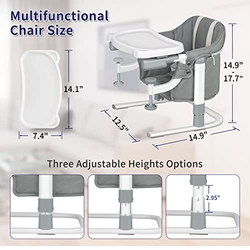 Sycyh Hook On Chair, Clip On High Chair, 3 In 1 Baby Feeding Seat With Tray, Height Adjust Booster Chair, Portable Baby Feeding Seat For Home And Travel #TOP5