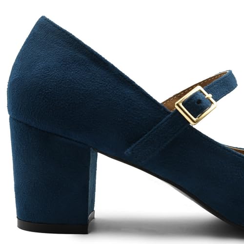 Womens Mid Block Heels Mary Jane Ankle Strap Court Shoes Ladies Comfort Work Pumps Formal Smart Office Low Heeled Strappy Slip On Dolly Shoes - Image 5