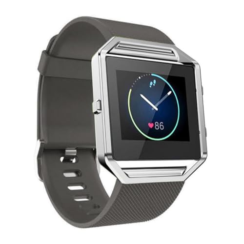 Maucoray Correa de reloj con marco de acero inoxidable para reloj inteligente Fitbit Blaze, accesorios de repuesto de pulsera de silicona, correa de muñeca ajustable para mujeres y hombres, S,