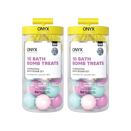 Onyx Professional Hydrating Bath Bomb Gift Set, 2 Pack - Includes 20 Bath Bombs and 2 Loofahs