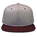 Mens Women Hiphop Caps Hats Baseball Classic Snapback Blank Solid Flat Visor Brim (Grey/Maroon)
