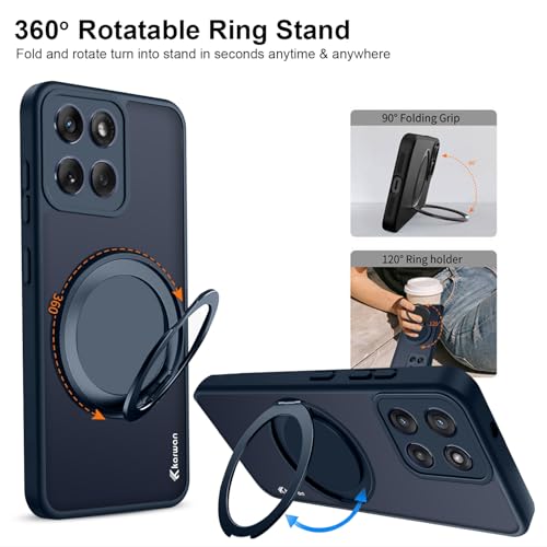 Image of KARWAN Tough Shockproof Armor Back Case Cover Compatible with Motorola Edge 60 Fusion with 360 Degree Rotation Magnetic Attraction Ring Holder Rugged Case with Magnetic MagEase Wireless Charge
