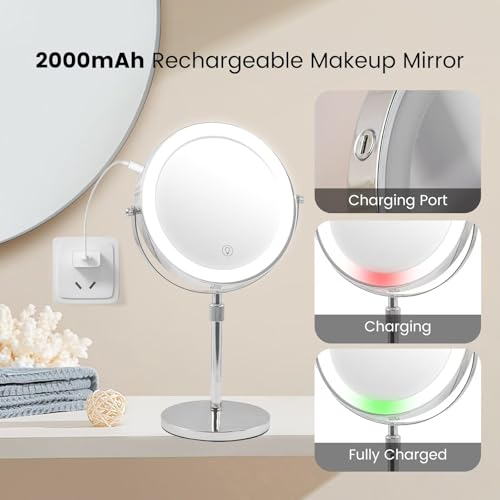 Espejo para maquillaje con luz y aumento 10x, 8 pulg. miniatura 5